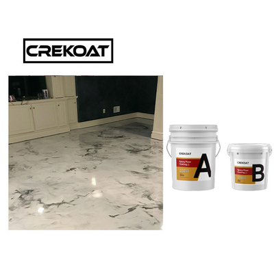 Plancher blanc métallique commercial de résine époxyde enduisant le manteau supérieur clair