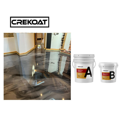 Plancher blanc métallique commercial de résine époxyde enduisant le manteau supérieur clair