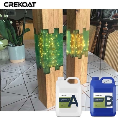 Collage époxy transparent auto-nivelant pour les tables de bois