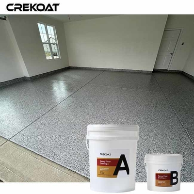 Peinture de garage avec des flocons de résine époxy et revêtements polyaspartiques